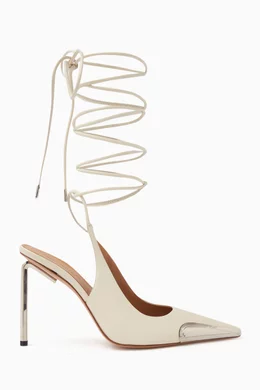 White leather lace up pumps hot sale