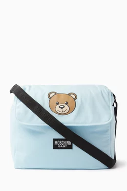 Buy Moschino Blue Teddy Bear Print Changing Bag in Cotton for Kids Online Ounass Kuwait