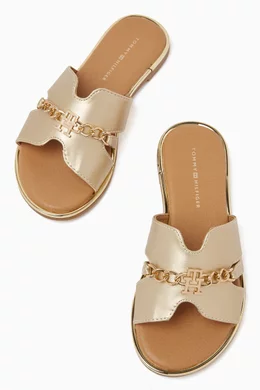 Gold Tommy Hilfiger Slippers Buy Tommy Hilfiger Gold Logo Velcro