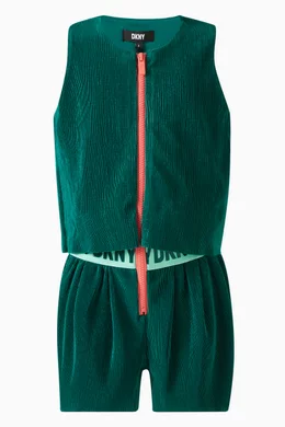 Buy DKNY Green Logo band Sleeveless Playsuit for Girls Online Ounass Kuwait