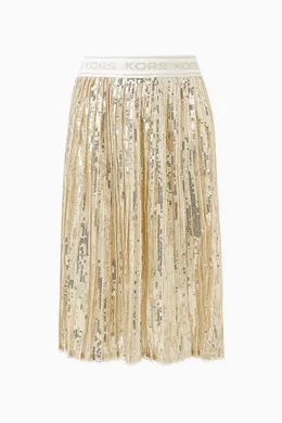 Gold sequin skirt pleated new arrivals