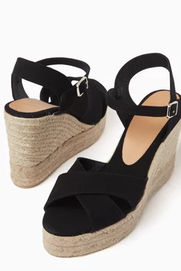 Buy Castañer Black Blaudell 80 Espadrille Wedges in Canvas for