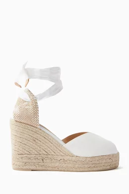 Buy Castañer White Bilina 60 Espadrille Wedges in Canvas for Women - Main Image