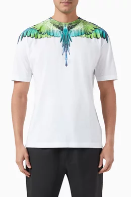 Buy Marcelo Burlon White Icon Wings T-shirt in Cotton Jersey for 