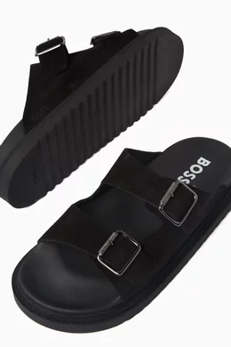 Buy BOSS Black Cliff Twin strap Sandals in Suede for Men Online Ounass Kuwait