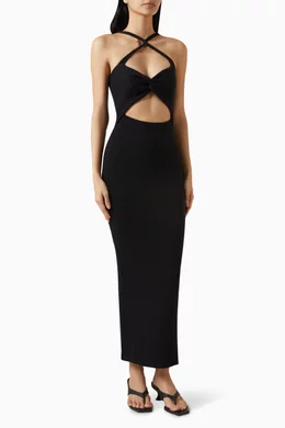 Buy Cin Cin Black Skyline Midi Dress in Cotton-knit for Women