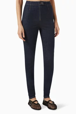 Denim stirrup leggings top