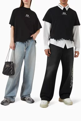 【新品未使用】Balenciaga 24SS UNITY CROPPED T Unity Sports Icon Cropped T-shirt Large Fit in Black/white