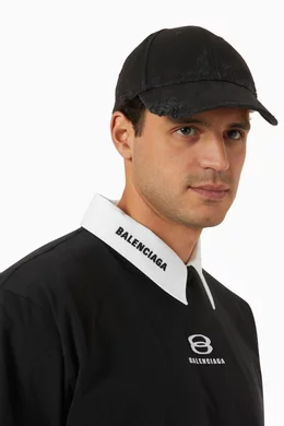 Buy Balenciaga Black Stencil Type Cap in Cotton Drill for UNISEX