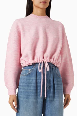Buy Maje Pink Mylace Crop Sweater in Knit for Women Online