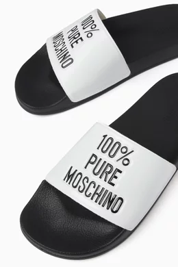 Buy Moschino White Pool Slides in Rubber for Men Online Ounass