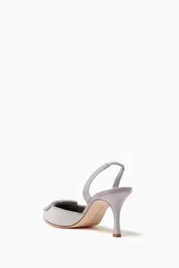 Buy Manolo Blahnik Grey Maysli 70 Slingback Pumps in Croc-embossed