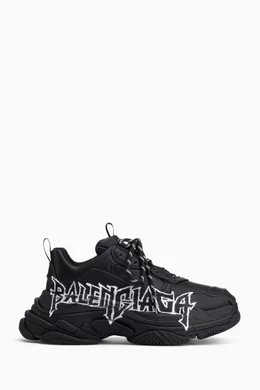 Buy Balenciaga Black Triple S Sneakers in DIY Metal Print Leather