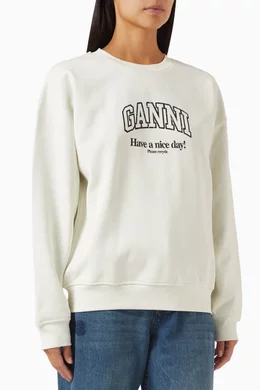 Oversized Sweatshirt Ganni Have A Nice Day Sweatshirt Buy Ganni - Main Image