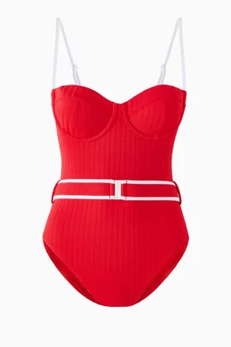 Solid and striped red one piece hot sale