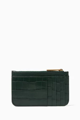 Buy Balenciaga Green Monaco Long Coin & Card Holder in Croc