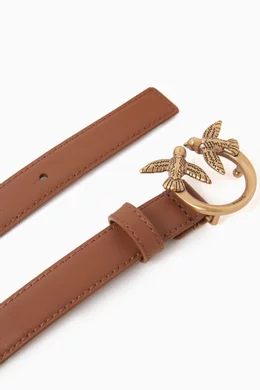 Buy PINKO Brown Thin Love Birds Belt in Leather for Women  display picture 2