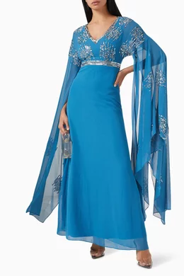 Buy Amelia Rose Blue Sequin-embellished Maxi Dress for Women