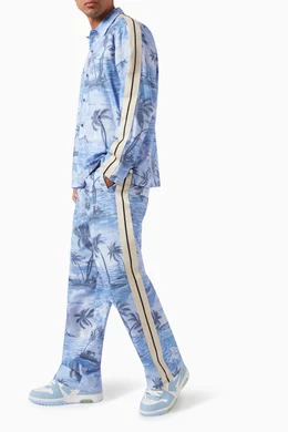 Buy Palm Angels Blue Sunset Print Track Pants for Men Online