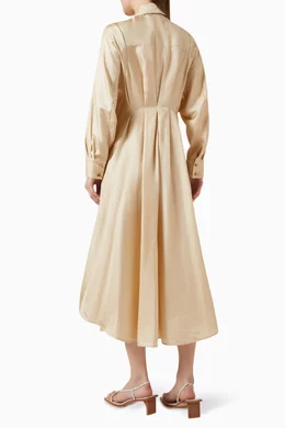 Buy Zimmermann Neutral Natura Draped Shirt Dress in Silk for Women