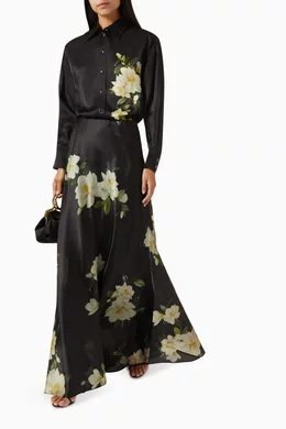 Buy Zimmermann Black Harmony Flare Skirt in Silk for Women Online