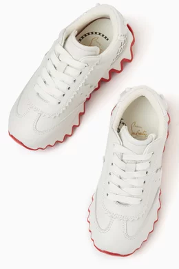 Buy Christian Louboutin White Mini Shark Sneakers in Leather for