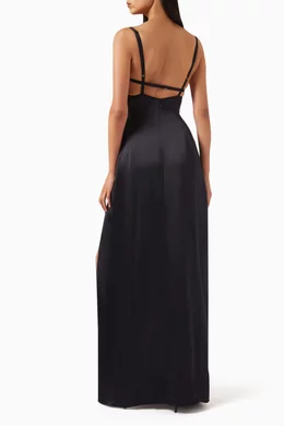 nensi dojaka double petal satin maxi dress Buy Black Double-petal in for Women Online cross straps Nensi Dojaka - Semi-sheer asymmetric