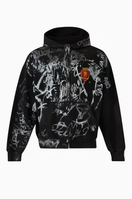 トップス Balenciaga Skater Zip Hoodie Graffiti XS Buy Balenciaga Black Unisex Skater Zip-up Hoodie Medium-fit in