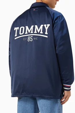Buy Tommy Jeans Blue Varsity Back Logo Coach Jacket for Men Online