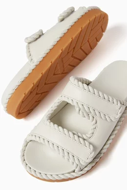 Buy Bottega Veneta White Jack Flat Sandals in Leather for Women