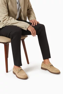 Buy Calvin Klein Neutral Loafers in Suede for Men Online  display picture 2