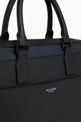 Buy Tommy Hilfiger Black Slim Small Laptop Bag in Saffiano-leather