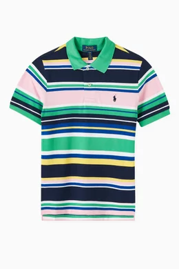 Buy Polo Ralph Lauren Multicolour Striped Polo Shirt in Cotton mesh for Boys Online Ounass Kuwait