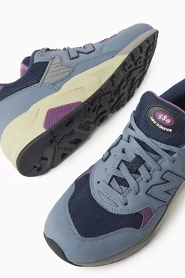 Buy New Balance Blue 580 Sneakers in Mesh Nubuck Leather for Men