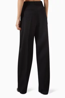 Buy The Attico Black Jagger Relaxed Pants in Wool for Women Online