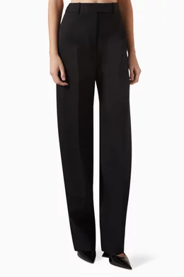 Buy The Attico Black Jagger Relaxed Pants in Wool for Women Online