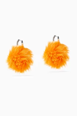 Orange pom pom earrings shop