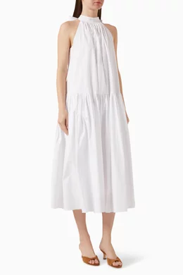 Buy Staud White Marlowe Midi Dress in Cotton-poplin for Women Online |  Ounass Kuwait