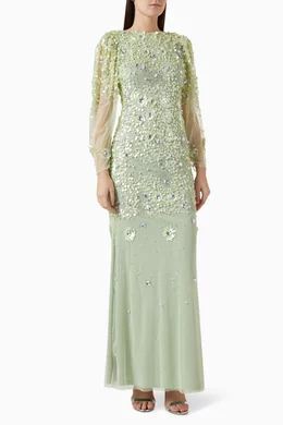 Buy Amelia Rose Green Sequin-embellished Maxi Dress for Women