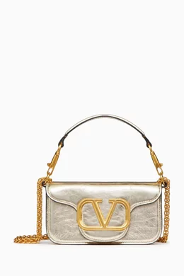 【関税＆送料込み】Valentino Garavani Brass And Enamel \"Ova Valentino Garavani - Small Loco Purple Flower Embellished