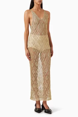 Buy Ganni Gold Metallic Cover-up Dress in Viscose-knit for Women