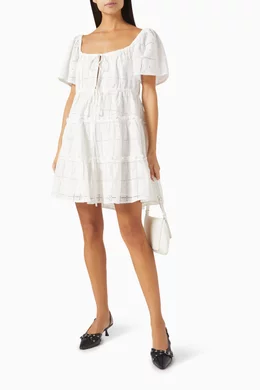 Ganni broderie anglaise cotton mini dress new arrivals