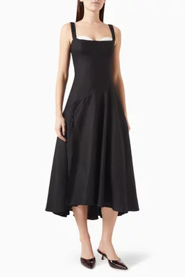 Buy Reformation Black Bekki Midi Dress in Linen for Women Online | Ounass  Kuwait