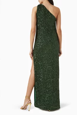 Buy Pronovias Green Sequin-embellished Maxi Dress in Tulle for Women Online  | Ounass Kuwait