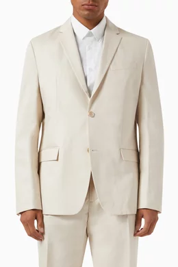 Buy Calvin Klein Neutral Blazer in Cotton linen for Men Online Ounass Kuwait