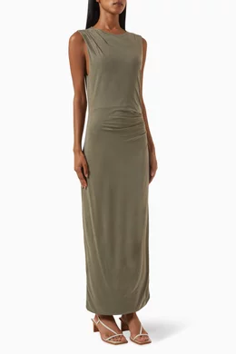 green emerald velvet dress St. Agni Women's Plunge Neck Dress  Saint Bernard