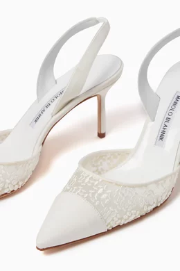 Buy Manolo Blahnik Neutral Capsli 70 Slingback Pumps in Lace for Women Online Ounass Kuwait