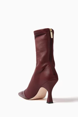 Buy Studio Amelia Burgundy Maverick 90 Ankle Boots in Leather for