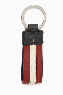 Buy Bally Black Logo Stripe Key Ring in Leather for Men Online