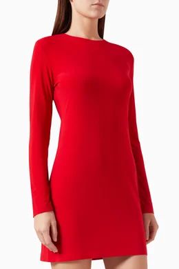 Buy Norma Kamali Red Crewneck Mini Dress for Women Online | Ounass Kuwait